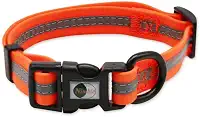 NIMBLE Coleira para cães à prova d'água antiodor durável ajustável PVC e poliéster macio com tecido refletor listra coleiras básicas para cães P/M/G (pequeno (24 cm - 14,17 polegadas), laranja)