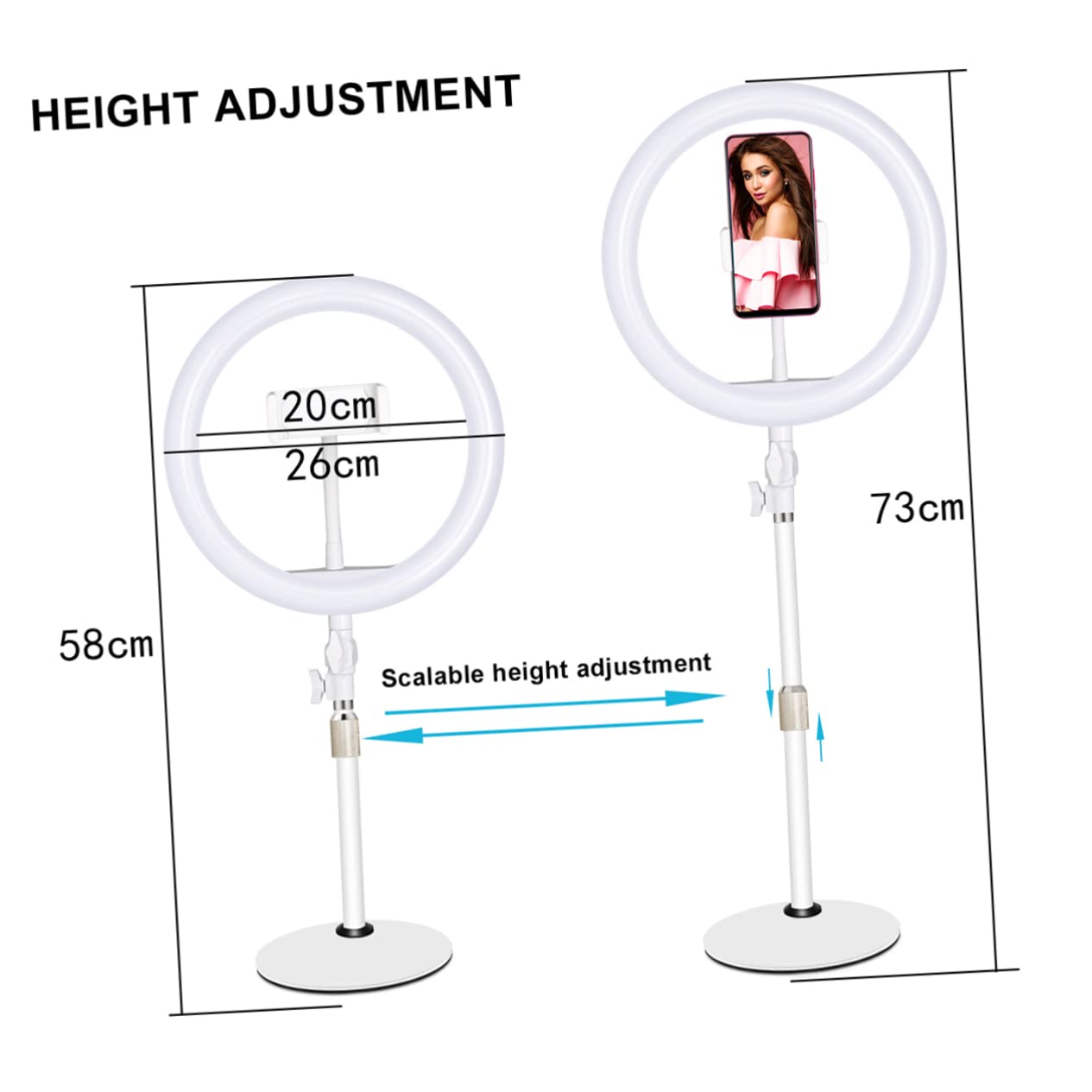 GRIRIW Live Filling Light Led Flash Lamp for Phone Beauty Led Dimmable Phone Selfie Light Rotatable Bracket USB-Powered for Nighttime Videos Makeup