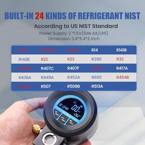 Manómetro digital para HVAC con LCD para 24 refrigerantes miniatura 5
