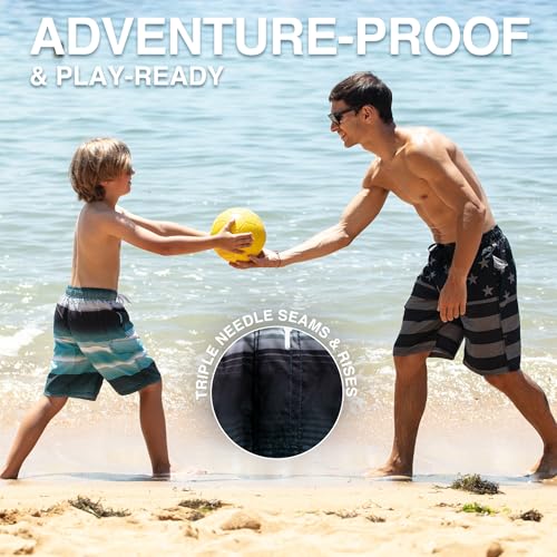 Image of Kanu Surf Boys' Toddler Troy Stripe Swim Trunks
