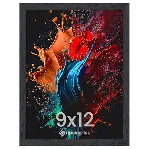 Image of upsimples 9x12 Picture Frame, Wall Gallery Photo Frames with Engineered Wood, Black 1 Pack