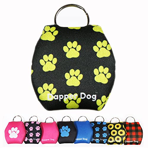 Image of Dapper Dog - Dog Tag Silencer with Tag Ring (Yellow Paw Prints)