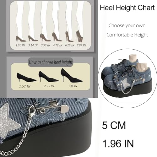 Women's Denim Low Top Wedge Gothic Ankle Boots Fashion Chain Round Toe Lace Up Platform Ankle Boots Rave Party Prom Punk Boots2