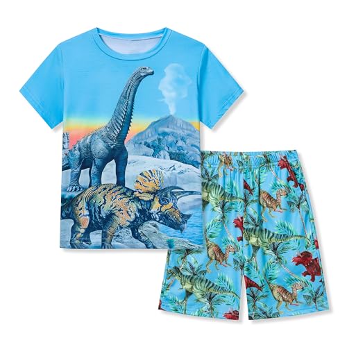Image of Ayzozuy Boy Clothes Colorblock Top + Drawstring Waist Shorts 2 Pieces Kid Summer Outfits Set