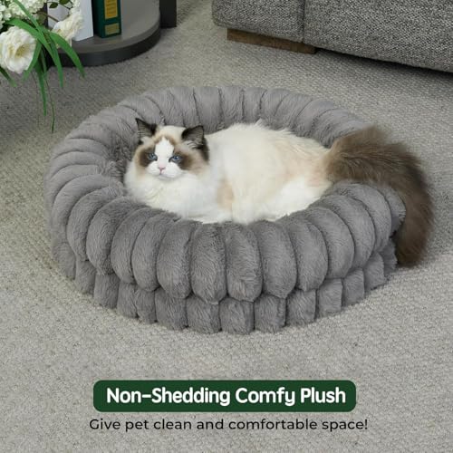 Image of BALANCE Luxury Donut Dog Bed, 24 Inches Round Dog Beds for Small Dogs Washable, Orthopedic Calming Pet Bed for Puppy and Cats with Anti-Slip Bottom (Gray)