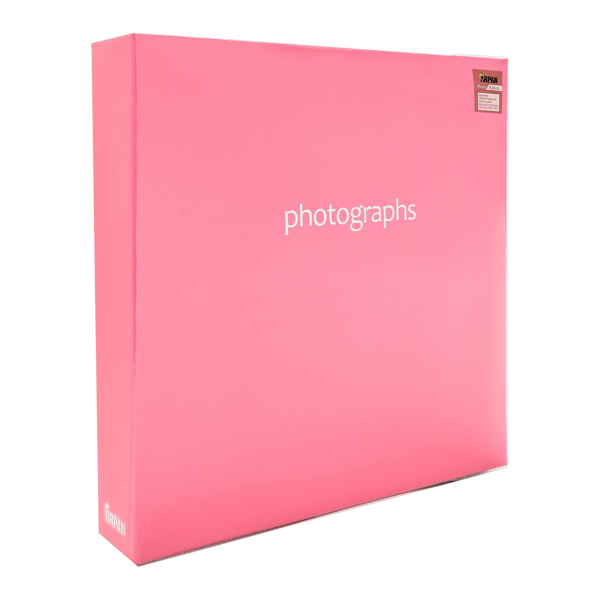 Arpan Pink Extra-Large 3-Ring Binder Self Adhesive Photo Album 20/Sheets 40/Sides (Pink)