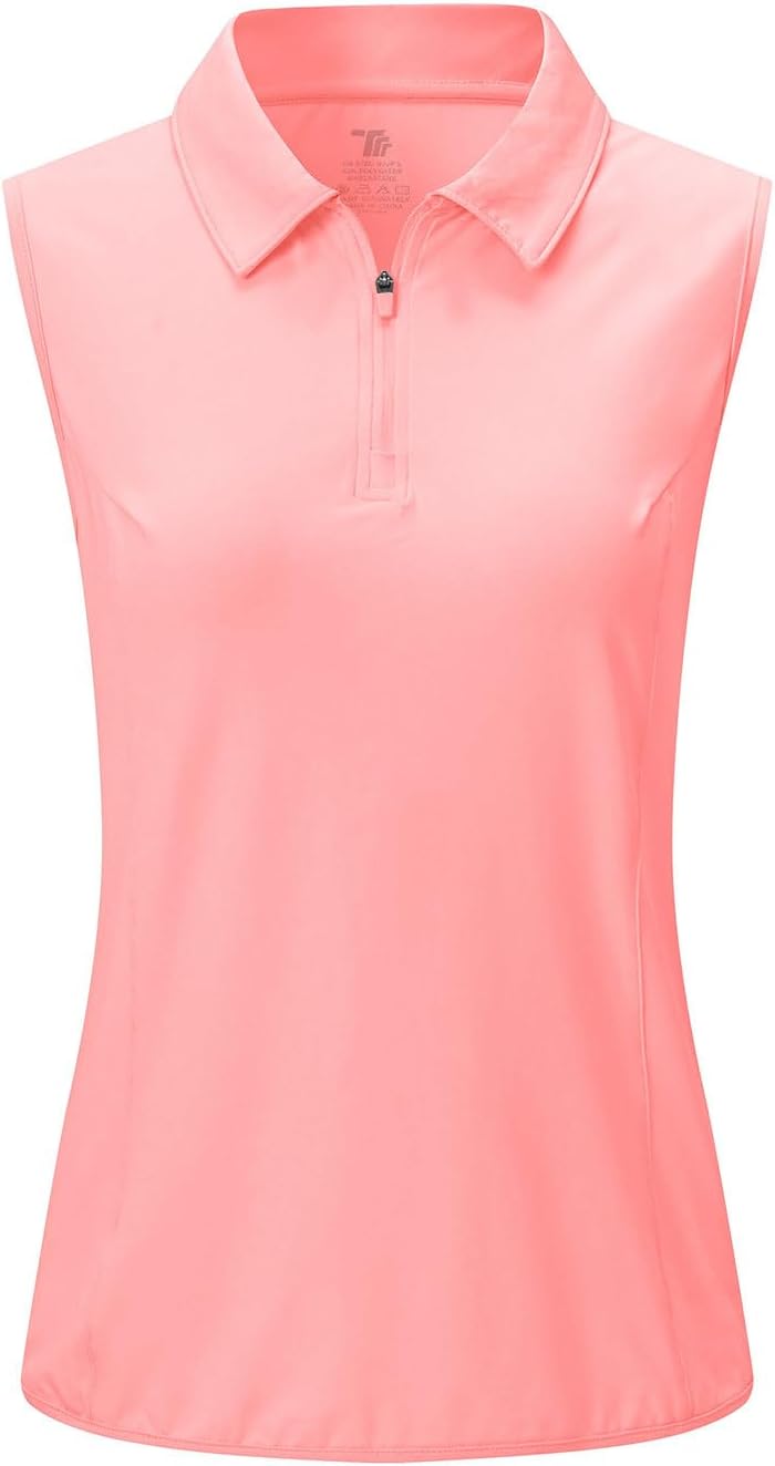YSENTO Women's Sleeveless Golf Shirts Tops Clothes Collared 1/4 Zip Quick Dry Tennis Polo Shirts Apparel