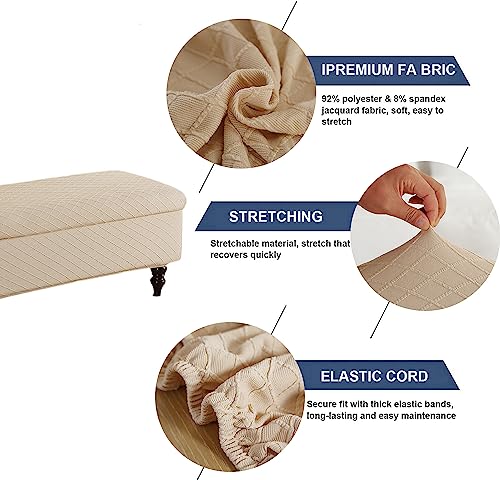 Image of FUANGUI Ottoman Cover Stretch Storage Ottoman Bench Slipcover Printed Folding Storage Bench Ottoman Cover Footrest Stool Slipcover Footstool Protector Cover with Elastic Bottom,Medium