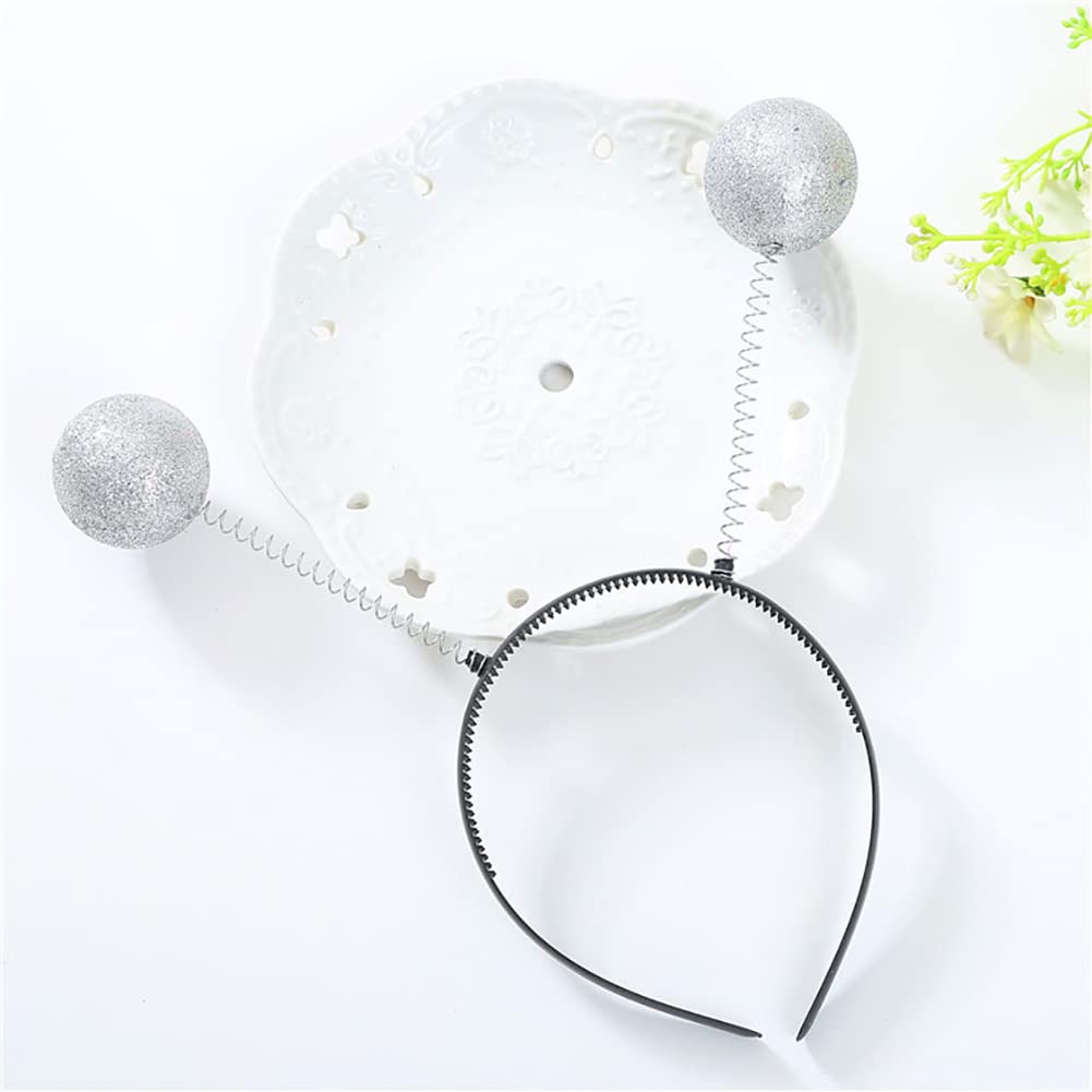 HugeDE 3 Pcs Martian Antenna Headbands Glitter Balls Alien Headband Space Theme Head Costume Alien Cosplay Accessories for Halloween Party Supplies Red - Image 3