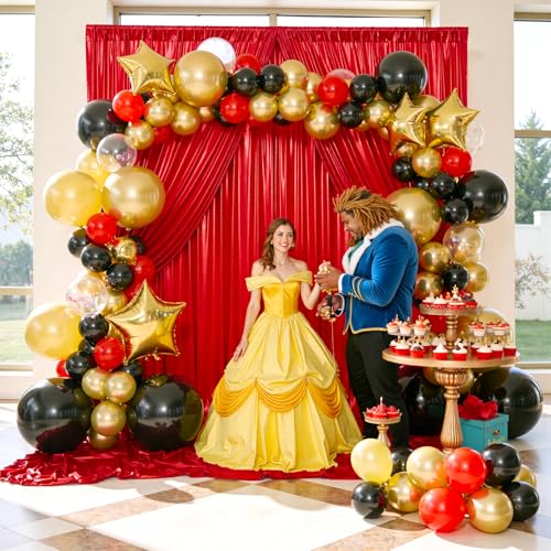 Image of 30x10 ft Wrinkle Free Red Sequin Backdrop Curtain for Parties,Thick Not Fall-Off Glitter Backdrop Drapes,6 Panels 5x10ft Shimmer Photo Back Drop Cloth for Wedding Birthday Photography Background