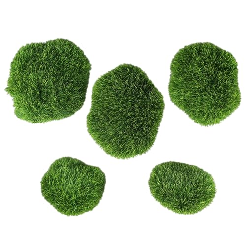 Generisch Grüne Mooskugeln, Mooskugeln für Aquarien | 5X Zubehör für die Gestaltung von Aquarienumgebungen,Aquarium-, simulierte Moosbälle, für Heimation