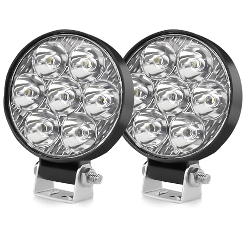 CO LIGHT 2PC LED Arbeitsscheinwerfer 12V/24V, IP68 LED Offroad Zusatzscheinwerfer 180° Verstellbarer Bügel für Traktor Offroad Baufahrzeuge UTV ATV LKW Landwirtschaft (Orbicular)