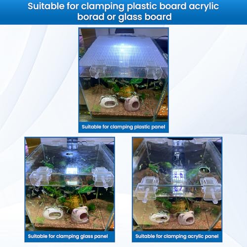 Image of NestBasics Aquarium lid Clips Fish Tank top Cover lid Support Holder Clip for Rimless or Rim Fish Tank (Transparent, 8pcs Fish Tank Hood Clips)