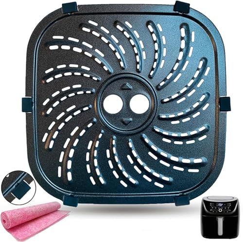 ALJ 4QT Air Fryer Grill Pan for PowerXL Vortex Pro Air Fryer 4QT Upgraded Replacement Grill Plate Crisper Plate Tray Rack Grate Grid Shelf for 4 Quart PowerXL Air Fryers Nonstick Dishwasher Safe