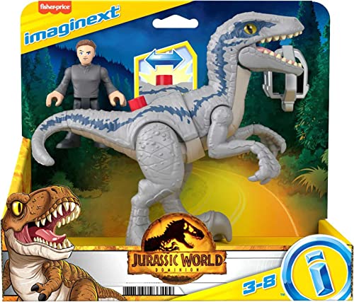 Fisher-Price IMAGINEXT Jurassic World auf der Flucht - Figurenset mit Blue und Owen, Action Pad, bewegliche Arme und Beine, für Kinder ab 3 Jahren, HKG15
