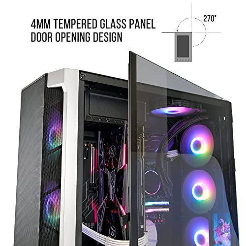 Segotep Phoenix T1 E-Atx Black Full-Tower Pc Gaming Case, Tempered Glass Side Panel, Cable Management/Optional 360Mm Water Cooling, Supports Up To 7 Fans, Front I/O Usb 3.0 Type-C Port, Desktop Case #TOP2