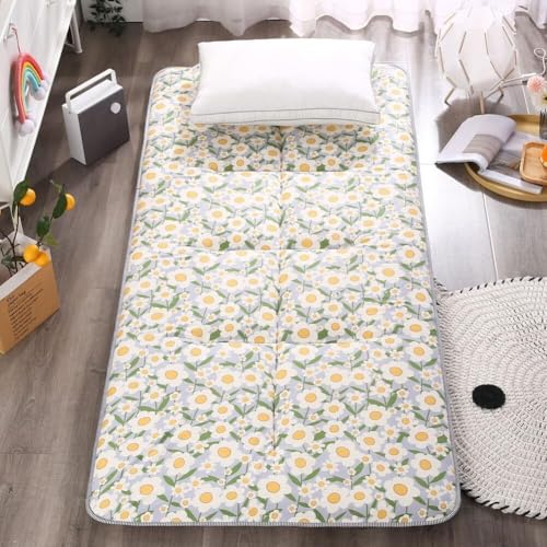Tapete de futón – Colchón plegable ligero con base antideslizante, relajante para dormir siesta, viajes, cama de invitados, dormitorio, oficina, tatami (beige, 90 x 200 cm)