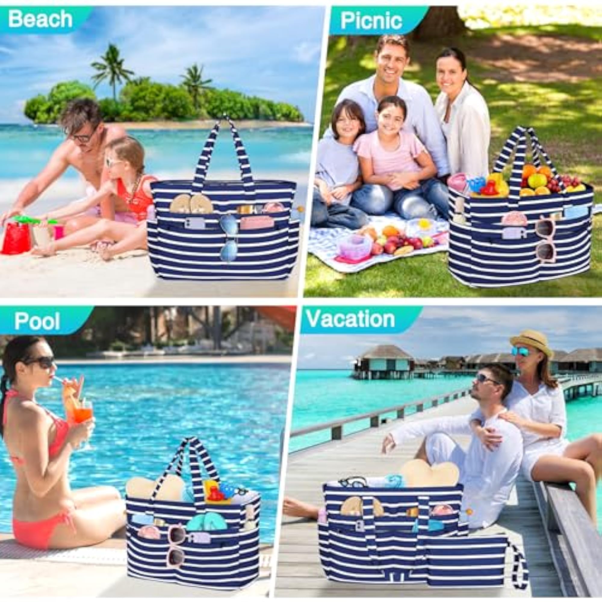 Extra Large Waterproof Beach Bag for Women & Men
