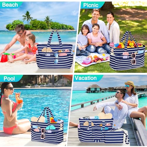 HUANLANG Extra Large Beach Bag Waterproof Beach Totes Bags for Women Men,Pool Bag with Zipper Wet Pocket 6