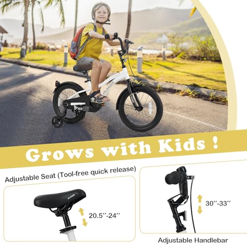 Image of Olakids Kids Bike, 12 14 16 18 Inch Toddlers Bike with Training Wheels Safety Bell Adjustable Seat and Handlebar, Handbrake and Coaster Brake, Children's Bicycle for Boys Girls