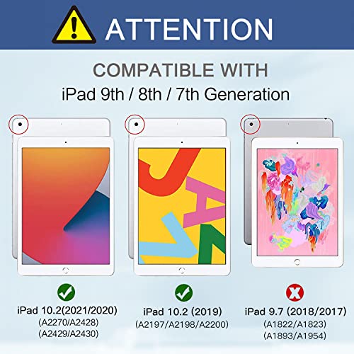 ZoneFoker Case for iPad 9th/8th/7th Generation, iPad 10.2 inch Case 2021/2020/2019, 360 Degree Rotating Stand - Image 2