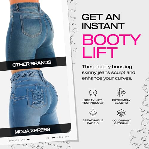Image of Moda Xpress Women's Butt Lifting High Waisted Bootcut Jeans - Stretchy, Comfortable Flare Jeans in Junior Size Vintage Style