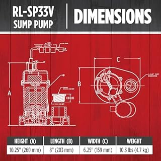 Red Lion RL-SP33V 115-Volt, 1/3 HP, 3137 GPH Aluminum and Thermoplastic Sump Pump with Vertical Switch and 8-Ft. Cord, Red, 14942741