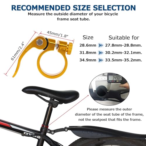 image for PSLER Bike Seat Post Clamp - Bicycle Quick Release Seatpost Collar for