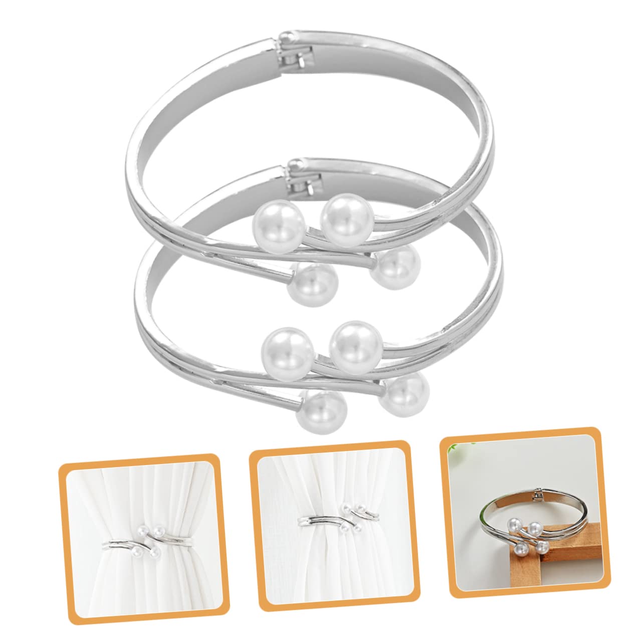 TOPBATHY 8pièces Anneaux Décoratifs Perles pour Rideaux Clips Métalliques à Nouer Accessoires De Décoration pour Fenêtres Maison