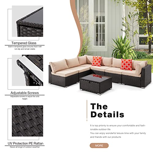 Homrest 7 Piece Outdoor Patio Furniture, Hand Woven Pe Rattan Patio Conversation Sets, Outdoor Sectional Set With Storage Table, Cushions And Pillows, Lift Sofa For Garden, Balcony, Lawn #TOP3