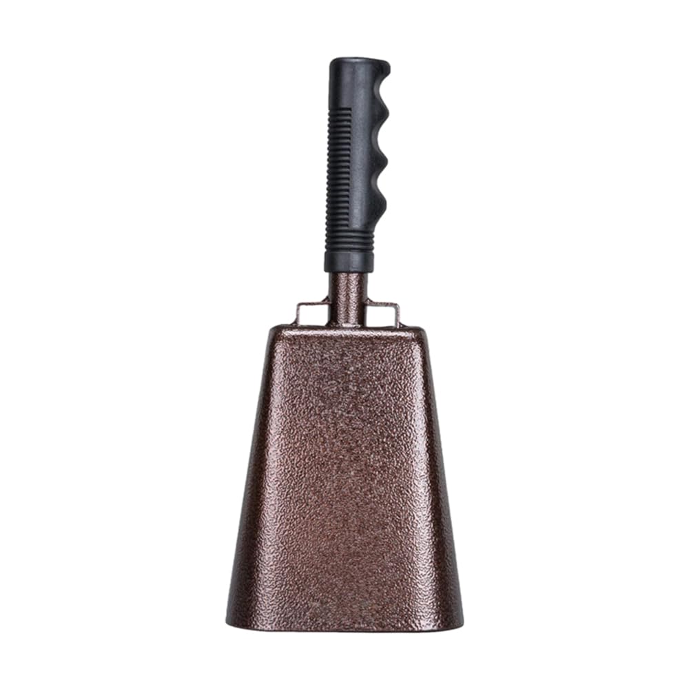 10 Inch Cowbell Noise Makers, Cow Bell with Handle for Football Games Ranch Sports Events Party Concert Cow Bells Percussion Musical Instrument Iron Decorations School Hand Bells (Brown)