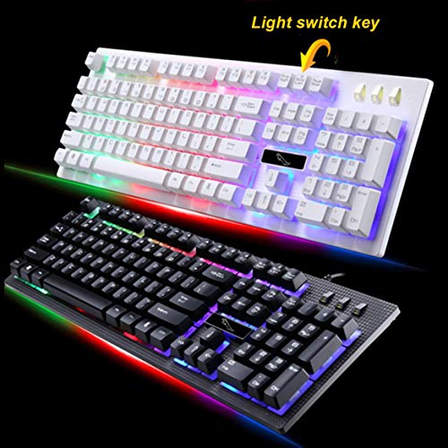 Kongqiabona-UK G20 USB Wired Mechanical Keyboard Gaming Keyboard Waterproof Suspended with led RGB Colorful Backlight For PC Computer Gamer