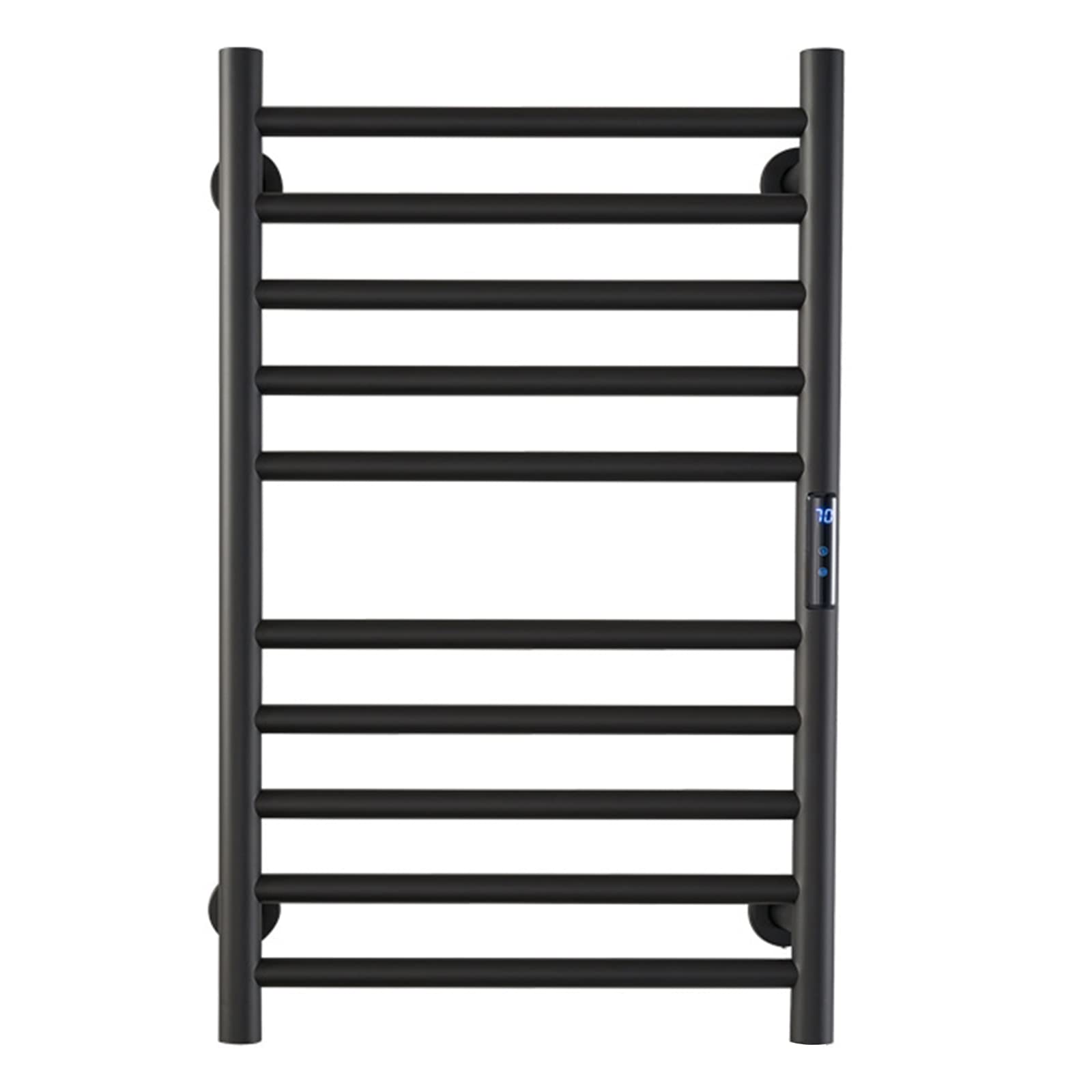 ZQFIDFYR Black Towel Warmer, Wall Mounted Bathroom Electric Heated Towel Rack with Adjustable Temperature and Time, 304 Stainless Steel Heated Towel Rail Radiator (Plug in)
