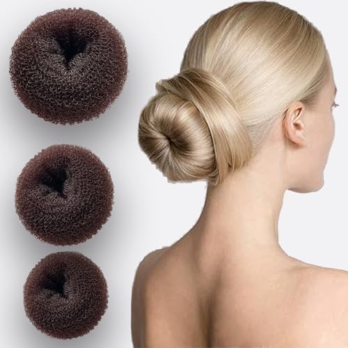 Kit para fazer coque de cabelo – 3 rosquinhas de coque, 2 bandagens francesas, 10 grampos e 10 faixa