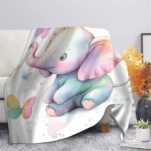 Cadeau pour collègues : couverture polaire éléphant aquarelle 3D - 5