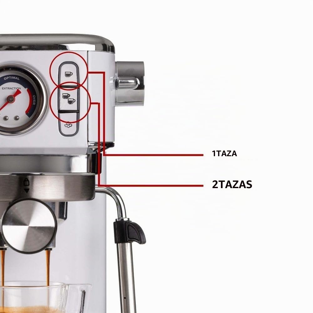 Ariete 1381 Cafetera con manómetro, compatible con café en polvo y monodosis ESE, 1300 W, capacidad 1,1 l, 15 bares de presión, filtro ½ tazas, dispositivo Cappuccino, blanco