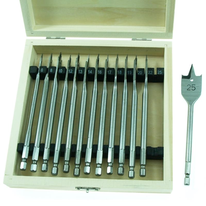 Juego Brocas de Pala 6-25mm. Para Madera 13 Unidades en Estuche