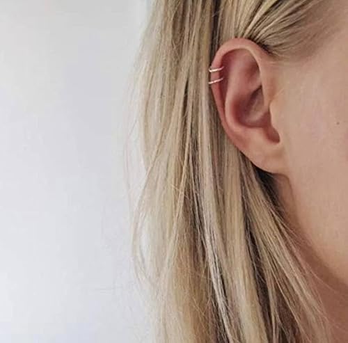 حلقان حلقية لغضروف الأنف والأذن، أقراط (حلقات) وهمية للأنف، حلقان صغيرة للنساء والرجال والبنات, معدن, بدون أحجار كريمة