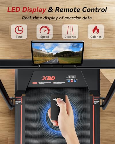 Image of Walking Pad with Incline,XBD Under Desk Treadmill for Home Small Office,2.5HP Low Noise Portable Treadmill with 330 Lbs Capacity,Remote Control and LED Display