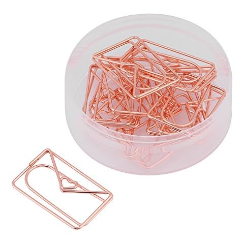 Rose Gold Paper Clips,12pcs Envelop Shape Paper Clips Bookmark Marking Document Organizing Clip Stationery Supplies Cover