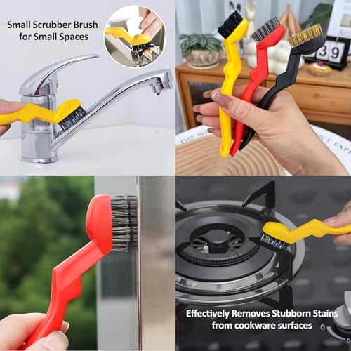 Image of Wire Brush Set, 9-Piece, for Removing Weld slag, Rust and dust. Wire Cleaning Brushes comprise Three Different Sizes, Featuring Brass, Nylon and Stainless Steel Bristle Heads respectively,Colour