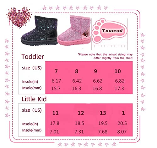 Image of Girls Winter Boots Toddler Girl Boots Warm Sparkle Sequin Outdoor Non-Slip Snow Boot for Little kids