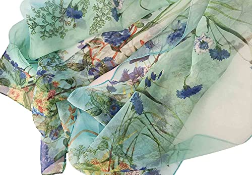 Image of Pokeedioty Scarfs for Women Lightweight Scarves Elegant Floral Pattern Sheer Scarfs Shawls Wraps