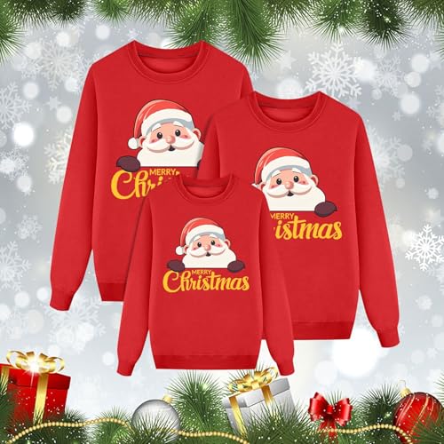 Matching Christmas Sweatshirts for Family Long Sleeve Ugly Santa Claus Jumper Holiday Party Tops Soft Matching Sets4