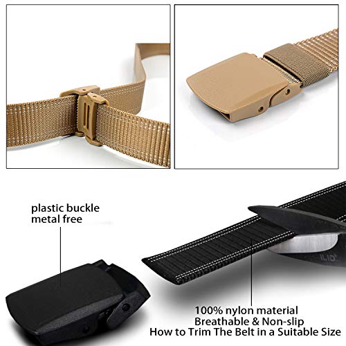 Image of Coobbar 3-Pack Nylon Canvas Belt Plastic Buckle Belt Travel Adjustable Nylon Web Slide Belt