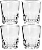 Genérico Vasos Clásicos de Vidrio para Carajillo y Café, 11cl, Diseño con Paneles, Juego de 4