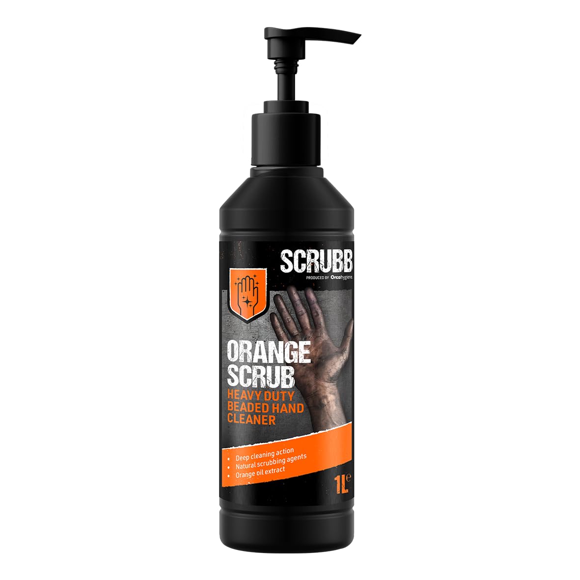 SCRUBB Orange Scrub Heavy Duty Beaded Hand Cleaner, Deep Cleaning Action with Scrubbing Agents, 1L Pump Top