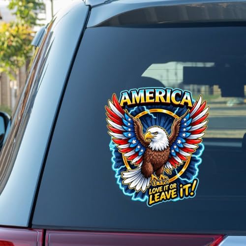 Image of 2pcs USA 250th Anniversary Stickers Patriotic Eagle Vinyl Decals | 1776-2026 Statue of Liberty Designs 4th of July Independence Day Car Window Laptop Water Bottle Gifts for Adults 10 inch