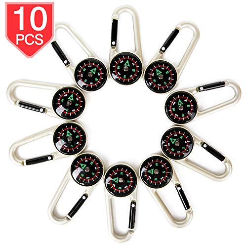 PROLOSO Carabiner Compass Outdoor Adventure Tools Party Favors for Kids Keychain Belt Clips