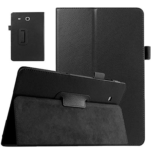 EKVINOR Galaxy Tab E 9.6 Case - Slim Leather Folio Stand Case Cover for Samsung Galaxy Tab E 9.6 Inch Tablet (Fit All Versions SM-T560 T561 T565 and SM-T567V) - Black
